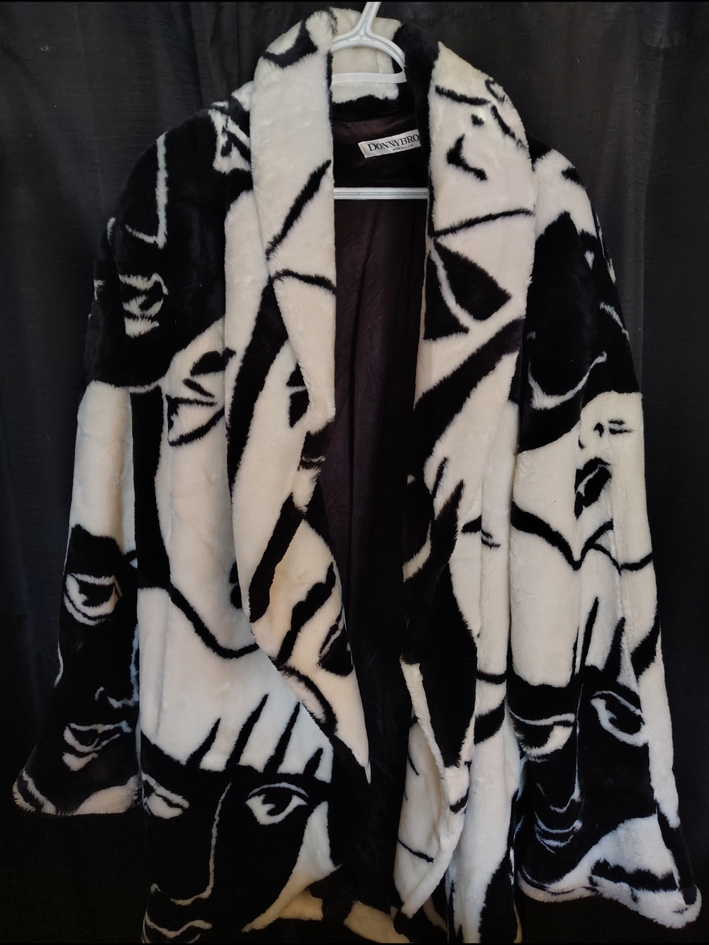 Donny Brook Black & White Faux Fur Varsity Jacket